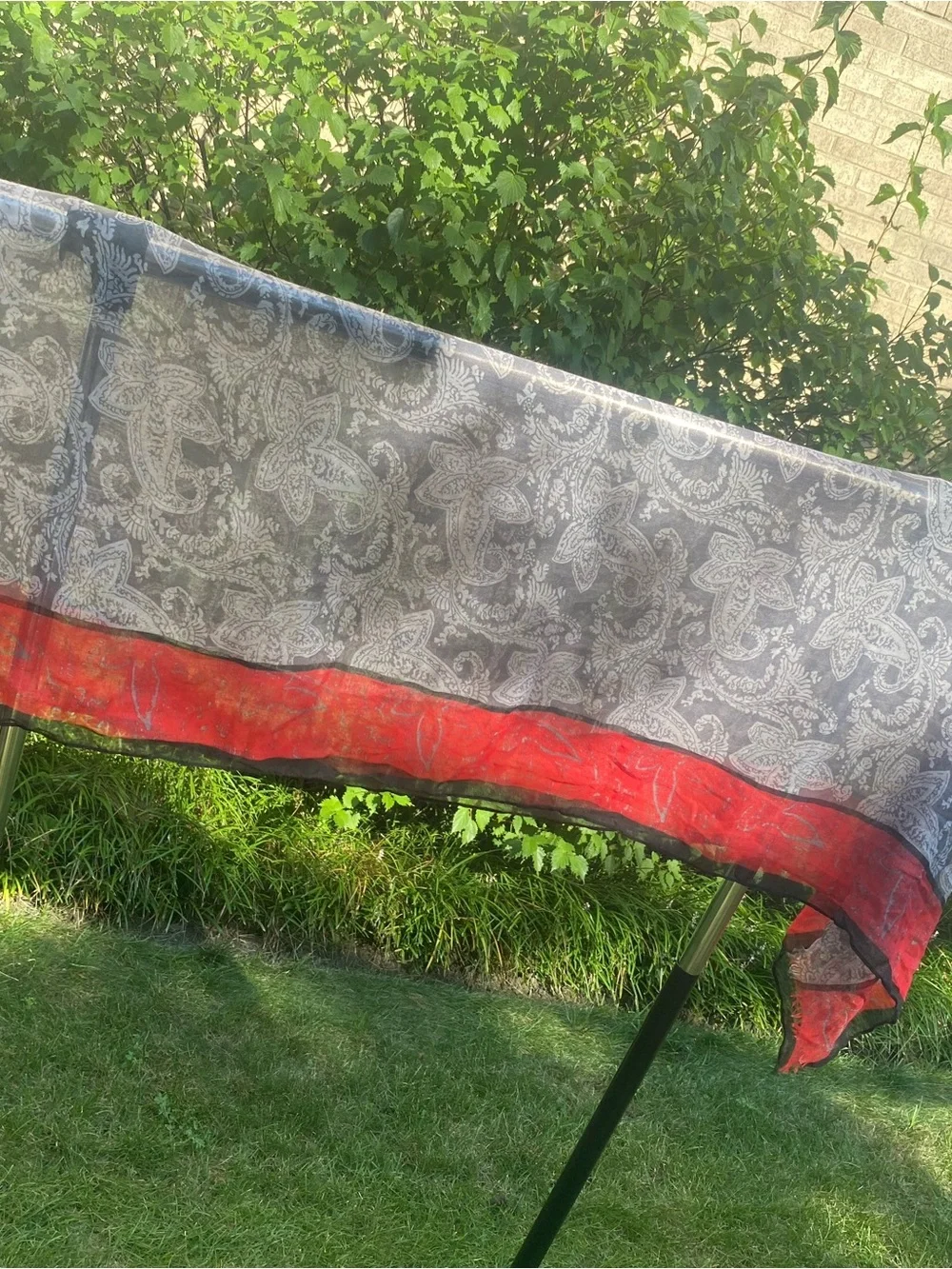 Vera Bradley Red, Cream, Black Fringe Scarf, Neon, Metallic, Gray - 4 Total